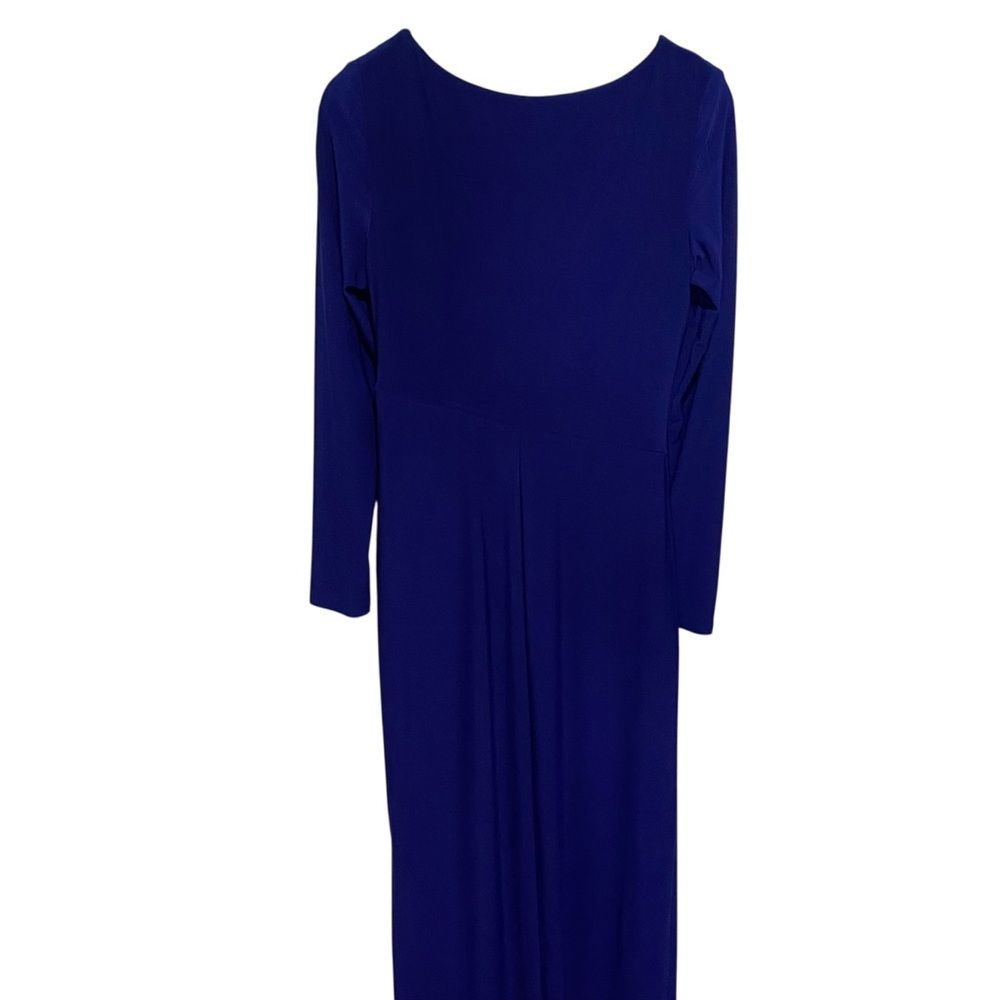 Lauren Ralph Lauren Evening Elegant Deep Blue Long Sleeve Maci Dress Size 6 - Picture 7 of 11